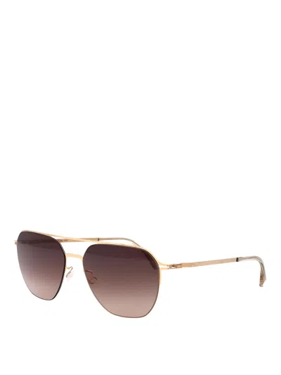 Mykita Champagne Gold Steel Sunglasses In Brown