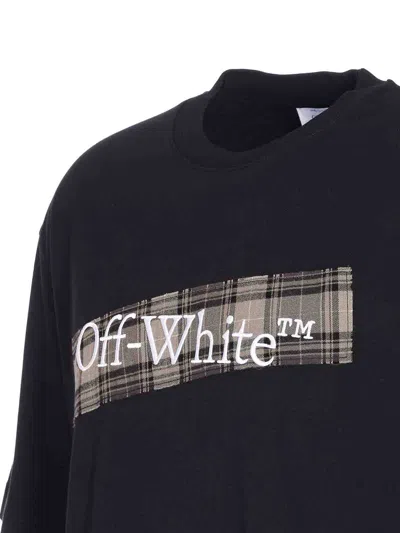 Off-white Black Crewneck T-shirt With Logo Lettering On The Front And Maxi Diagonal Motif On The Rear In Cotto In Black