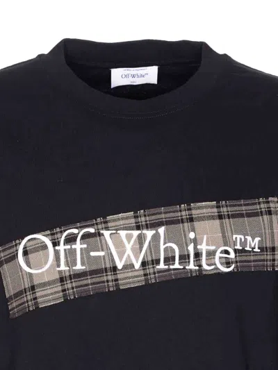 Off-white Black Crewneck T-shirt With Logo Lettering On The Front And Maxi Diagonal Motif On The Rear In Cotto In Black