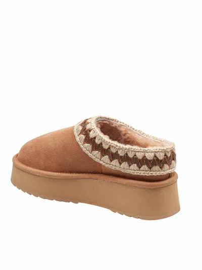 Mou Clog Platform In Savana Color Suede In Brown