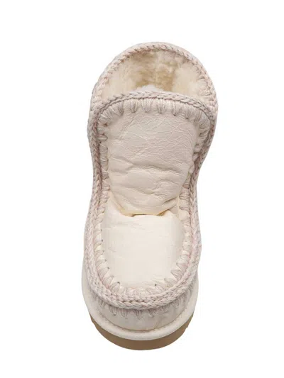 Mou Eskimo 18 Sheepskin Boot In White With Applied Zirconia In White