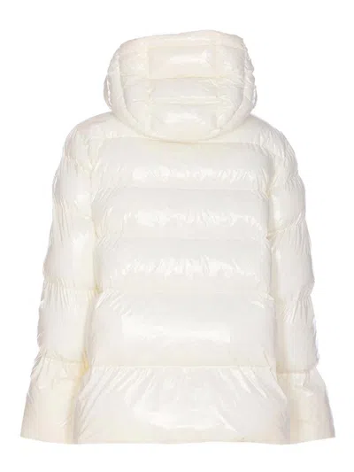 Pinko Quilted Coat Hood Drawstring Detail In Gray