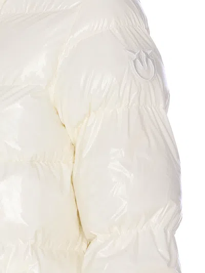 Pinko Quilted Coat Hood Drawstring Detail In Gray