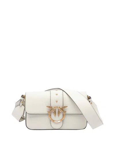 Pinko Love Leather Shoulder Bag In White
