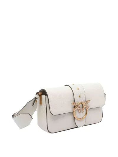 Pinko Love Leather Shoulder Bag In White