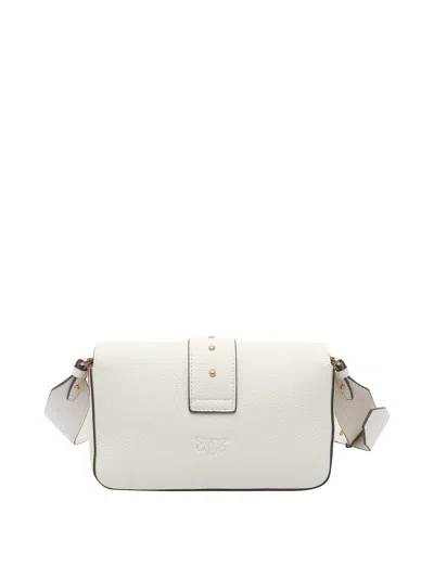 Pinko Love Leather Shoulder Bag In White