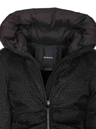 Pinko Down Jacket With High Collar In Black