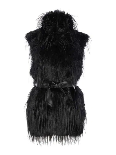 Pinko Neva Faux Fur Vest In Black
