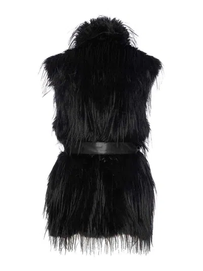 Pinko Neva Faux Fur Vest In Black