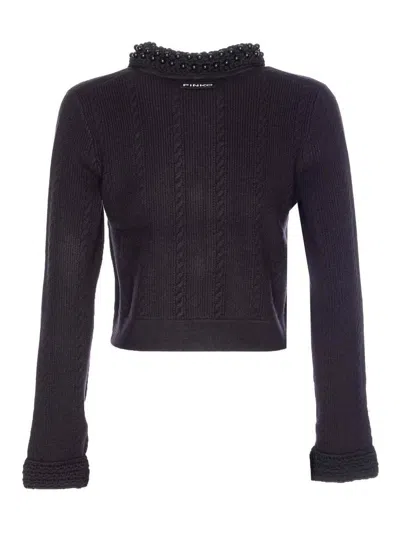 Pinko Black Masquerade Jacket With Pockets In Blue