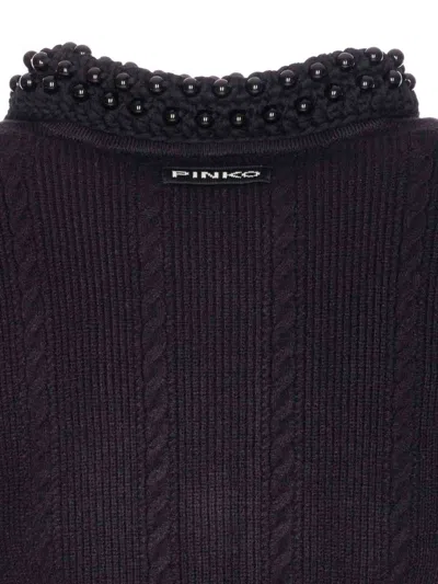 Pinko Black Masquerade Jacket With Pockets In Blue