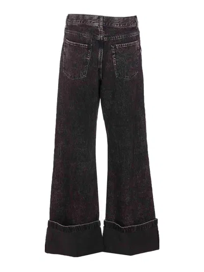 Pinko Wide-leg Jeans In Black Denim In Black