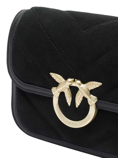 Pinko Suede Mini Love Bag Box Shoulder Bag In Black