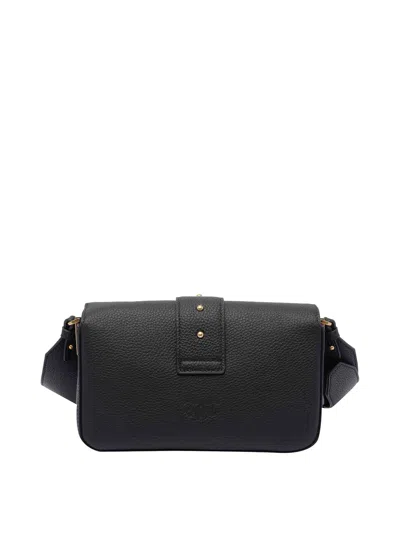 Pinko Love One Mini Slouchy Leather Shoulder Bag In Black