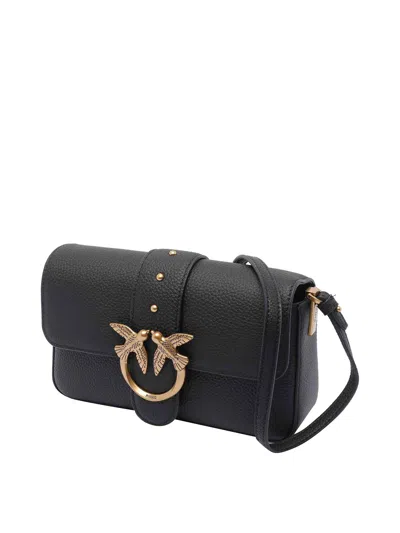 Pinko Love One Mini Slouchy Leather Shoulder Bag In Black