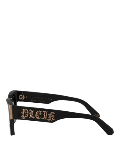 Philipp Plein Grigio Opaco Acetate Sunglasses In Black