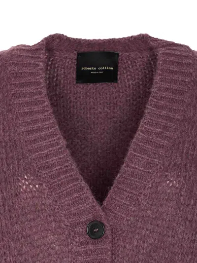 Roberto Collina V-neckline Textured Knit Cardigan With Front Pockets In Black