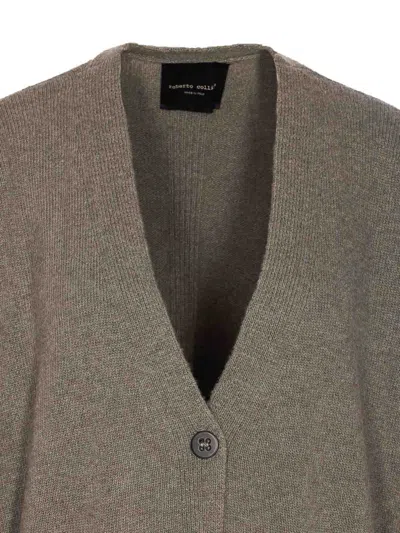Roberto Collina Knitwear Cardigan With Front Pockets And V-neckline In Gray