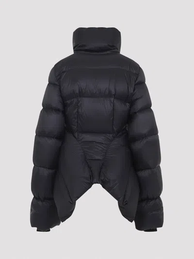 Rick Owens Short Technical Fabric Puffer Jacket With High Collar In Black