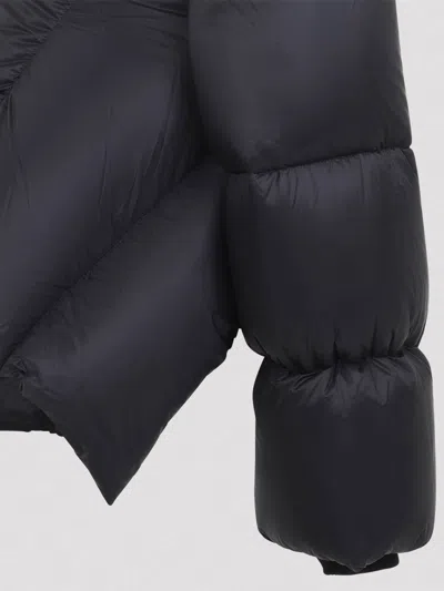 Rick Owens Short Technical Fabric Puffer Jacket With High Collar In Black