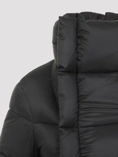 Rick Owens Short Technical Fabric Puffer Jacket With High Collar In Black