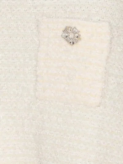 Self-portrait Midi Skirt With Decorative Buttons And Pockets In White