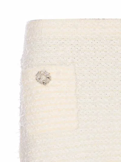 Self-portrait Midi Skirt With Decorative Buttons And Pockets In White