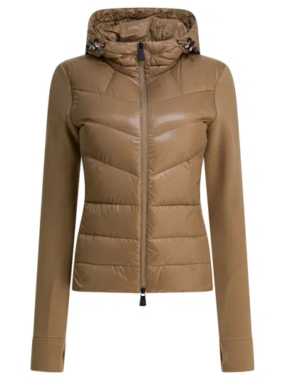 Moncler Fleece Sweatshirt With Zipper Sweatshirts Brown In Brown