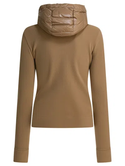 Moncler Fleece Sweatshirt With Zipper Sweatshirts Brown In Brown