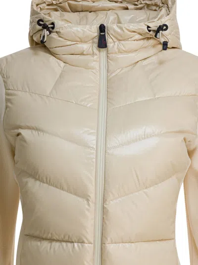Moncler Fleece Sweatshirt With Zipper Sweatshirts Beige In Neutral