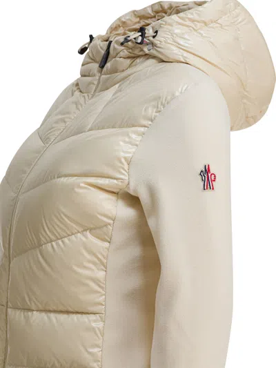 Moncler Fleece Sweatshirt With Zipper Sweatshirts Beige In Neutral