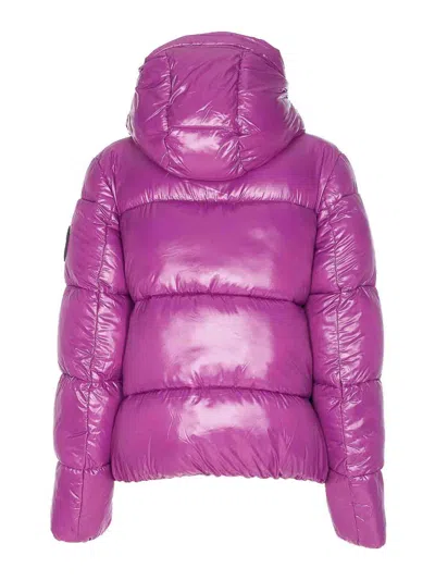 Save The Duck Purple Down Jacket Frontal Zip Closure In Purple