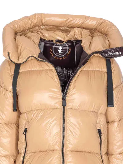 Save The Duck Beige Down Jacket Frontal Zip Closure In Brown