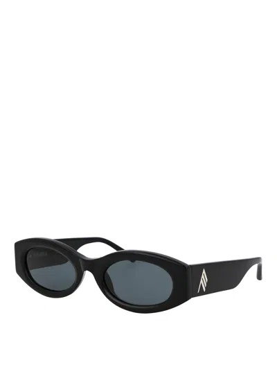 Attico Berta Rectangle-frame Sunglasses In Black