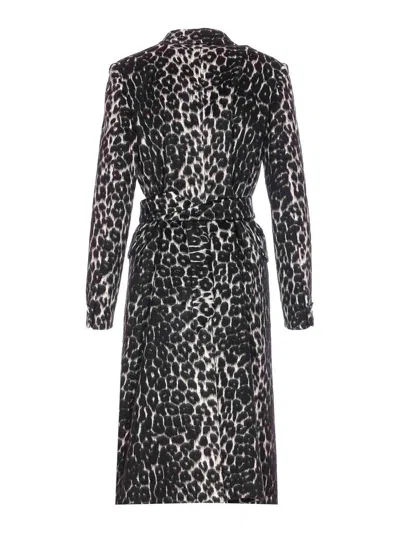 Tagliatore Long Leopard Print Coat With Belted Waist In Animal Print