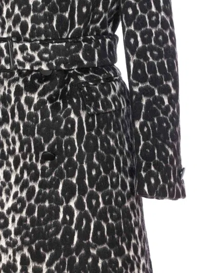 Tagliatore Long Leopard Print Coat With Belted Waist In Animal Print