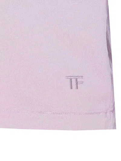 Tom Ford Cotton Blend Crewneck T-shirt In Purple