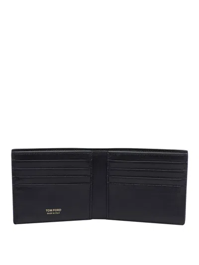 Tom Ford Crocodile Print Leather Wallet In Black
