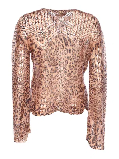 Twinset Sweaters Brown In Animal Print