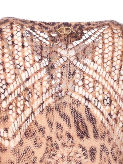 Twinset Sweaters Brown In Animal Print