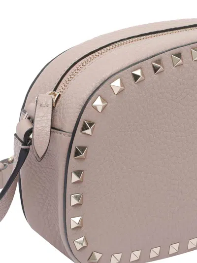 Valentino Chain Strap Studded Pebbled Texture Cross-body Bag In Nude
