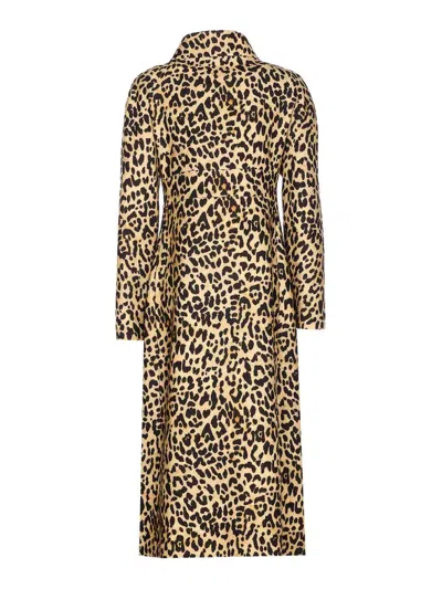 Valentino Leopard Print Double Breasted Coat With Belt In Brown