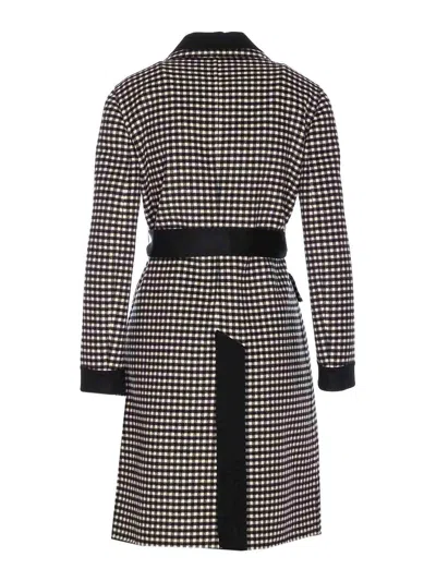 Valentino Womens Avorio Nero Gingham-pattern Wool And Cashmere-blend Coat In Brown
