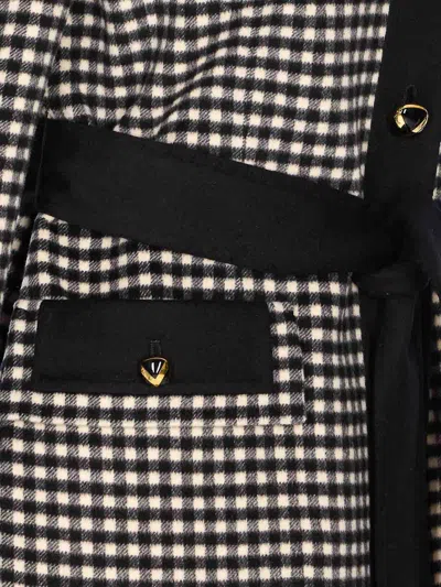 Valentino Womens Avorio Nero Gingham-pattern Wool And Cashmere-blend Coat In Brown