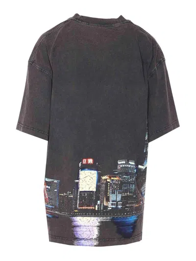 Alexander Wang Shanghai Skyline Graphic Rhinestone T-shirt In Multi