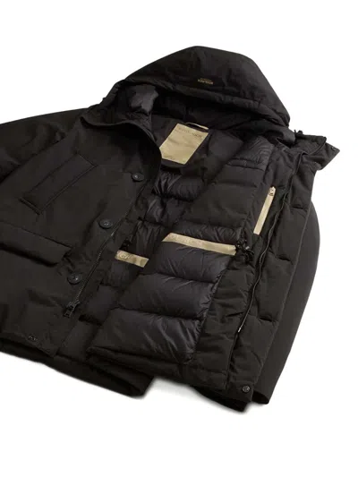 Woolrich Hooded Button-fastening Jacket In Black