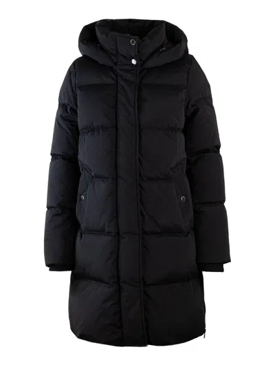 Woolrich Quilted Jacket With Concealed Zip And Snap Button Placket In Black