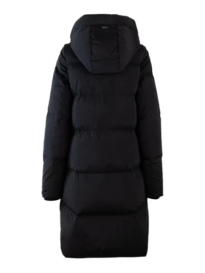 Woolrich Quilted Jacket With Concealed Zip And Snap Button Placket In Black