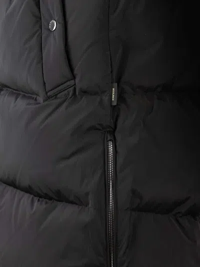 Woolrich Quilted Jacket With Concealed Zip And Snap Button Placket In Black