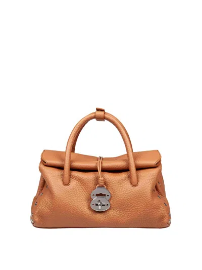 Zanellato Dotta Centauro S Hammered Leather Bag In Amaretto Brown In Brown